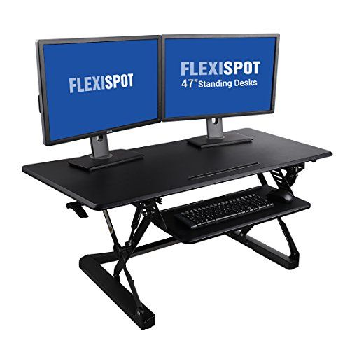 Photo 1 of FLEXISPOT M3B ADJUSTABLE STANDING DESK - 47 WIDE PLATFORM STAND UP DESK RISER WITH RETRACTABLE KEYBOARD TRAY