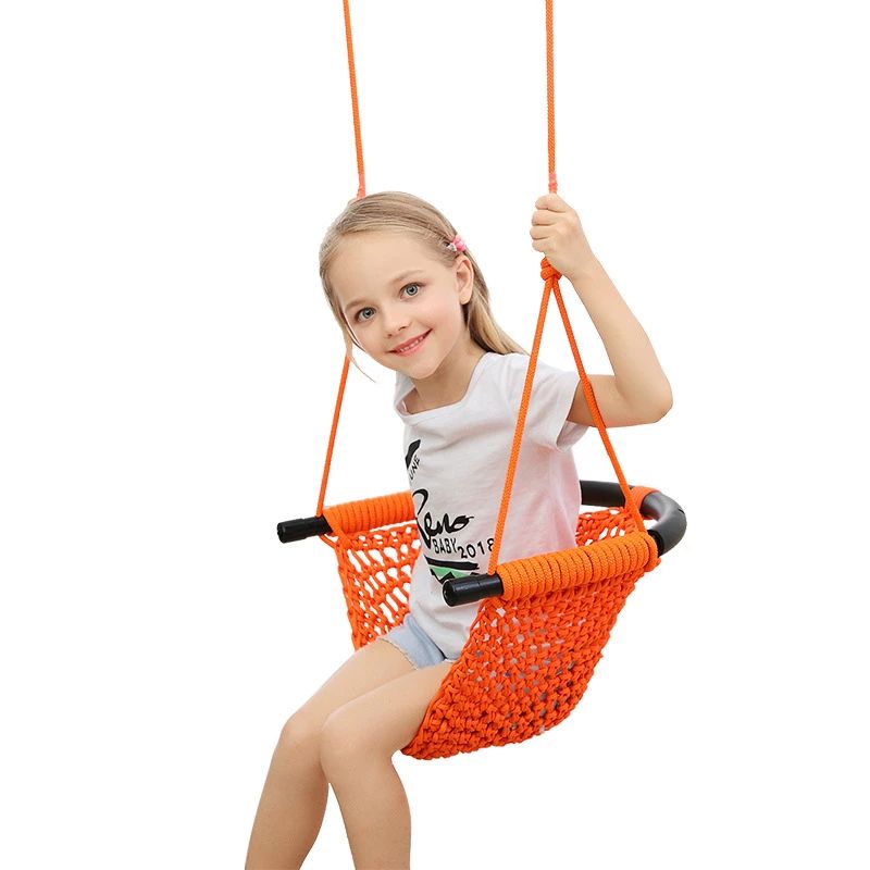 Photo 1 of Children's Swing Rope Net Hammock Swing Baby Family Hanging Chair Outdoor Garden Handmade Weaving Swing Chair Kids Indoor Toy
