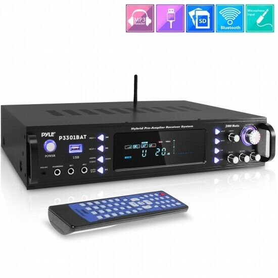 Photo 1 of PYLE P3301BAT BLUETOOTH HYBRID AMPLIFIER RECEIVER STEREO AMPLIFIER, 3000 WATT
