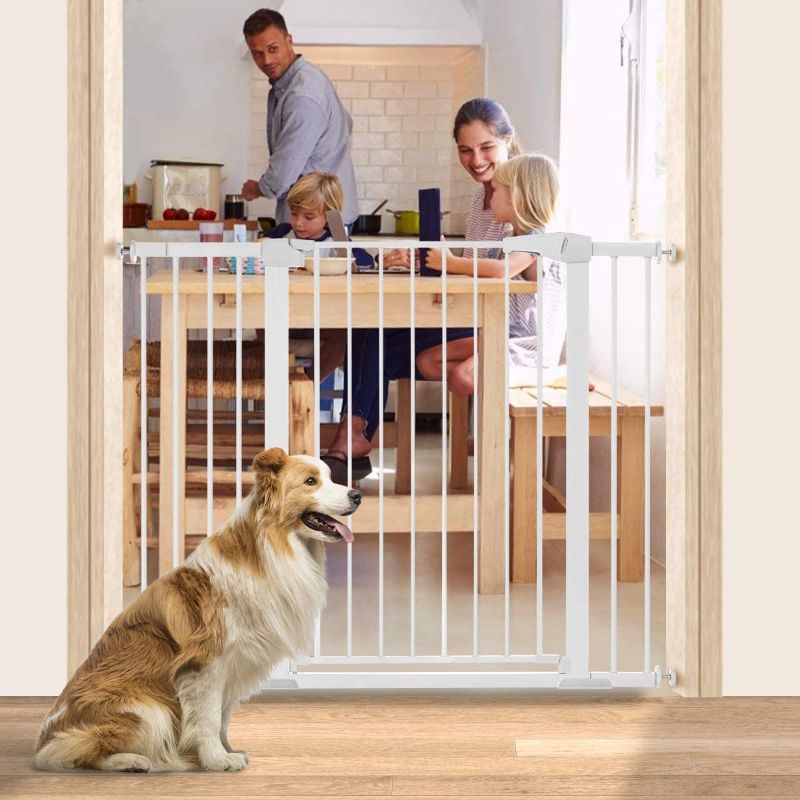 Photo 1 of 48.8" W x 36" H Dog Gate Extra Wide Tall Large Pet Gate Auto Close Safety Gate Durable Walk Thru for Stairs Doorways Houses, Pressure Mounted, Fits Openings 29.5" to 48.8", White