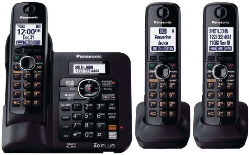 Photo 1 of Panasonic KX-TG6643B DECT 6.0 Cordless Phone with Answering System - 3 Handsets - Black