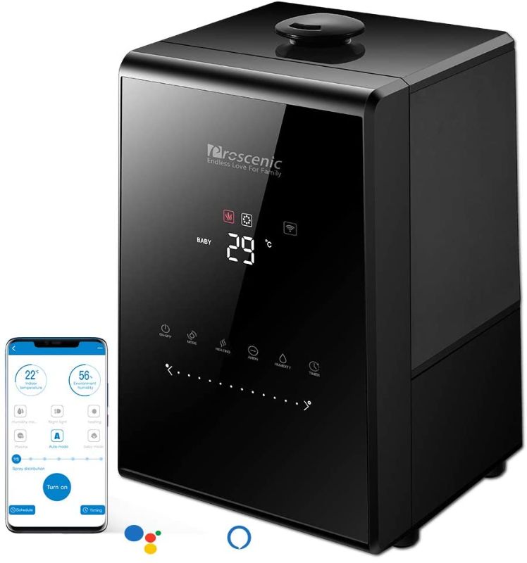 Photo 1 of Proscenic 808C Humidifier, Warm and Cool Mist, Works with Alexa/WiFi, 7 Adjustable Speed, Quiet Baby Mode, 5.8L Capacity for Home House Large Living Room Bedroom