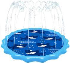 Photo 1 of Polita Splash Pad Toddlers Sprinkler Mat with Shark Pattern NonSlip and Child Safety Outdoor Backyard Water Splash Mat for 312 Years Babies Boys and Girls Blue 67