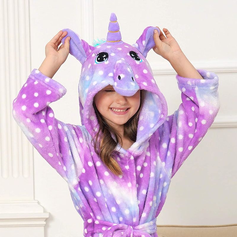 Photo 1 of Doctor Unicorn Soft Unicorn Hooded Galaxy Bathrobe - Unicorn Gifts for Girls 3-4T