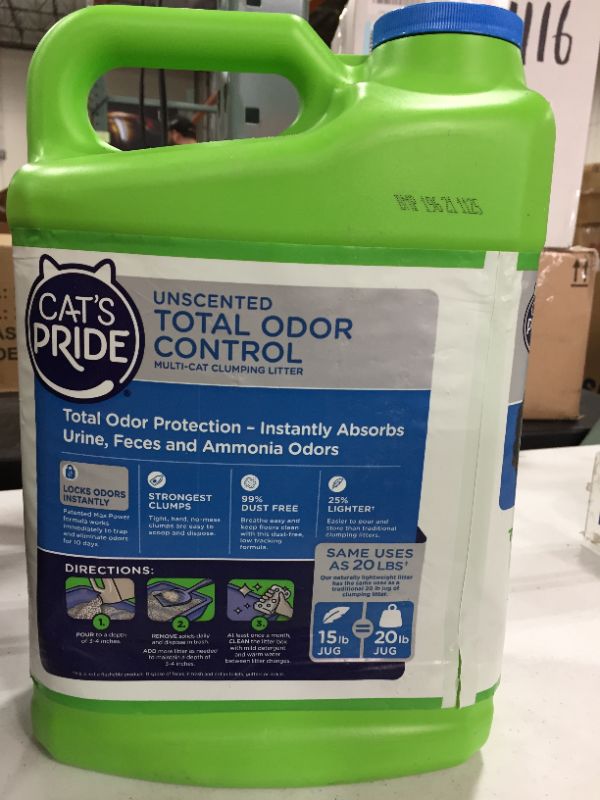 Photo 3 of Cat's Pride Total Odor Control, Unscented Multi-Cat Clumping Litter, Odor Locking and 99% Dust Free, 15 lbs.