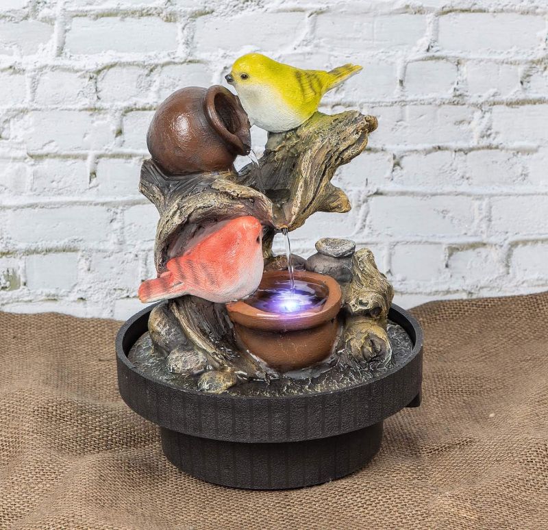 Photo 1 of Ferrisland Tabletop Fountain Birds Waterfall Desktop Electric Water Fountain Decor w/ LED - Indoor Outdoor Portable Tabletop 
