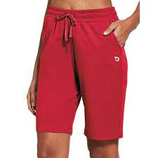 Photo 1 of BALEAF Women's 7" Long Shorts Cotton Casual Walking Lounge Bermuda Shorts Athletic Workout Jersey Shorts with Pockets SMALL