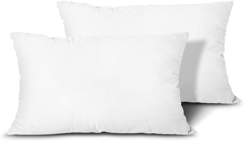 Photo 1 of Edow Throw Pillow Inserts, Set of 2 Lightweight Down Alternative Polyester Pillow, Couch Cushion, Sham Stuffer, Machine Washable. (White, 12x20)