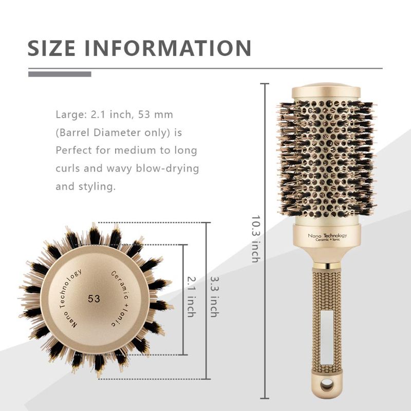 Photo 1 of Round Brush for Blow Drying, Hair Brush With Boar Bristle, Nano Thermal Ceramic Barrel Ionic Tech Hair Brush, for Styling,Curling and Straightening (3.3 Inch, Barrel 2.1 Inch)
