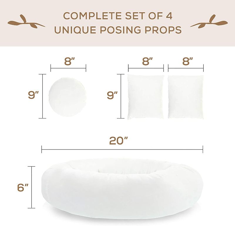 Photo 1 of First Landings Newborn Photography Props | Photo Donut Prop and 3 Posing Pillows | Baby Photography Props for Boy or Girl | Baby Photoshoot Props | Baby Photo Props | Photography Props for Newborns
