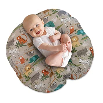 Photo 1 of Boppy Newborn LoungerOriginal Lightweight Plush Chair with Carrying Handle Infant Seat for Awake Time Wipeable and Machine Washable Woodtone Jungle Animals