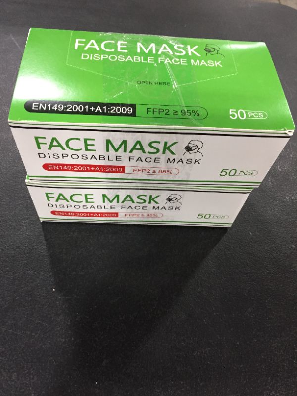 Photo 2 of 100 DISPOSABLE FACE MASKS 3PLY 