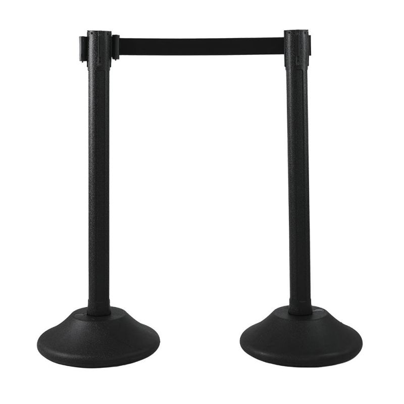 Photo 1 of 2PCS Plastic Black Stanchion with Rope Post Crowd Control Queue Pole Barrier