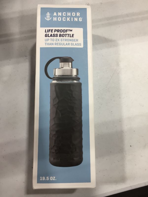 Photo 2 of anchor hocking life durable glass water bottle with silicone sleeve- 19.5 ounces, bpa-free, wide mouth, leak proof design