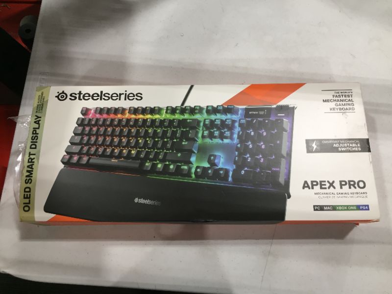 Photo 2 of SteelSeries Apex Pro Mechanical Gaming Keyboard – Adjustable Actuation Switches – World’s Fastest Mechanical Keyboard – OLED Smart Display –
