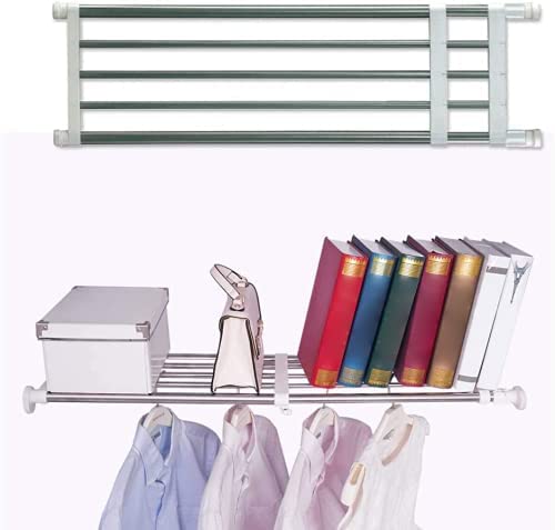 Photo 1 of Baoyouni Closet Tension Shelf Rod Heavy Duty Wardrobe Organizer Adjustable Storage Shelves Rack DIY Closet Dividers Separators for Kitchen Bathroom Bedroom Garage, 19.69-31.5 Inches
