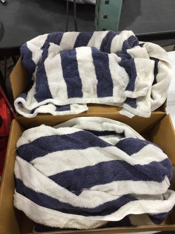 Photo 2 of Amazon Basics Cabana Stripe Beach Towel - Pack of 2, Navy Blue
