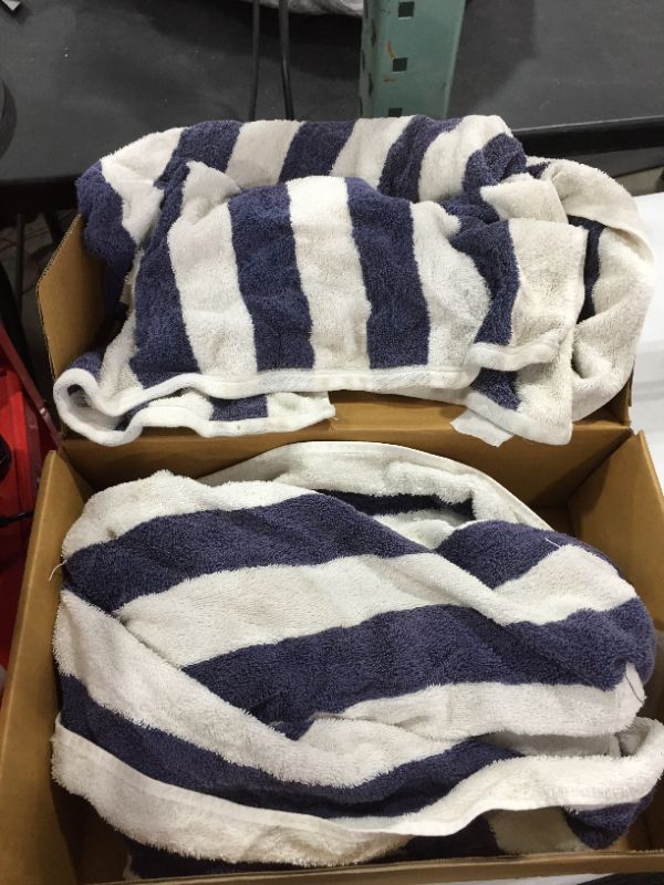 Photo 1 of Amazon Basics Cabana Stripe Beach Towel - Pack of 2, Navy Blue
