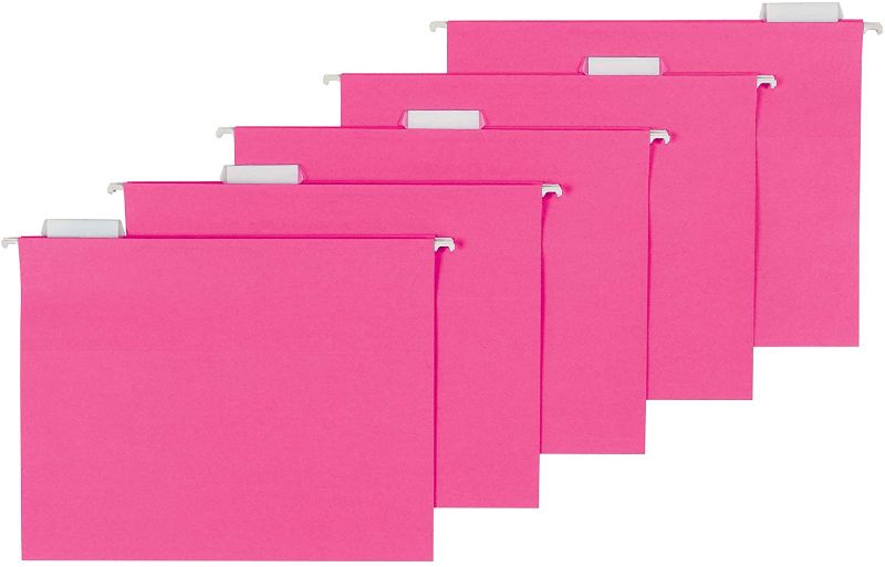 Photo 1 of Amazon Basics Hanging Folders, Letter Size, Pink, 25-Pack