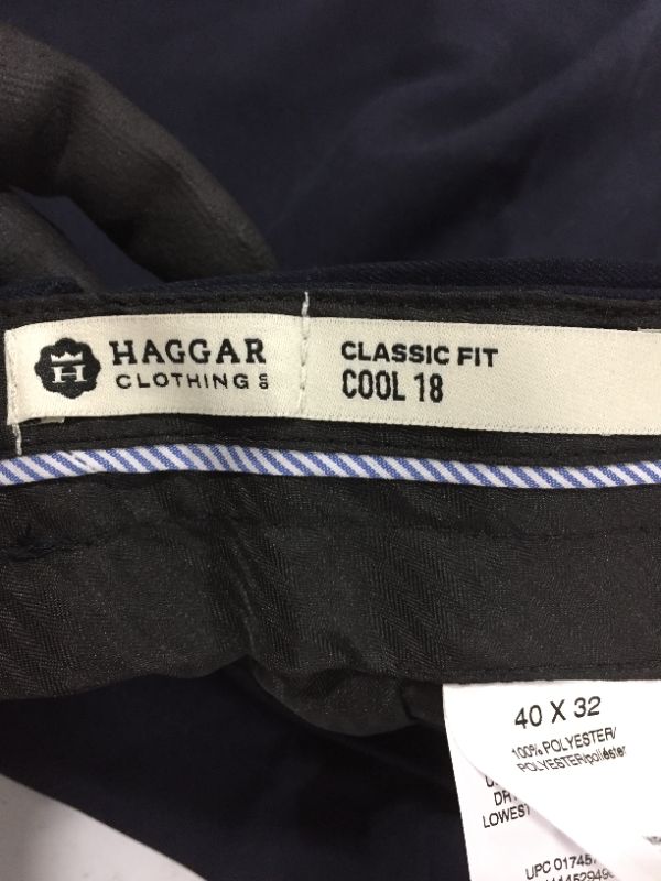 Photo 5 of Haggar Men's Cool 18 Pro Classic Fit Flat Front Pant - NAVY 40x32