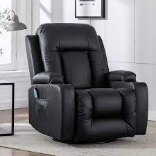 Photo 1 of box 1 of 2 only Large Recliner Chair Heat and Massage? PU Leather 360 Degree Swivel Oversized Rocking Sofa for Living Room