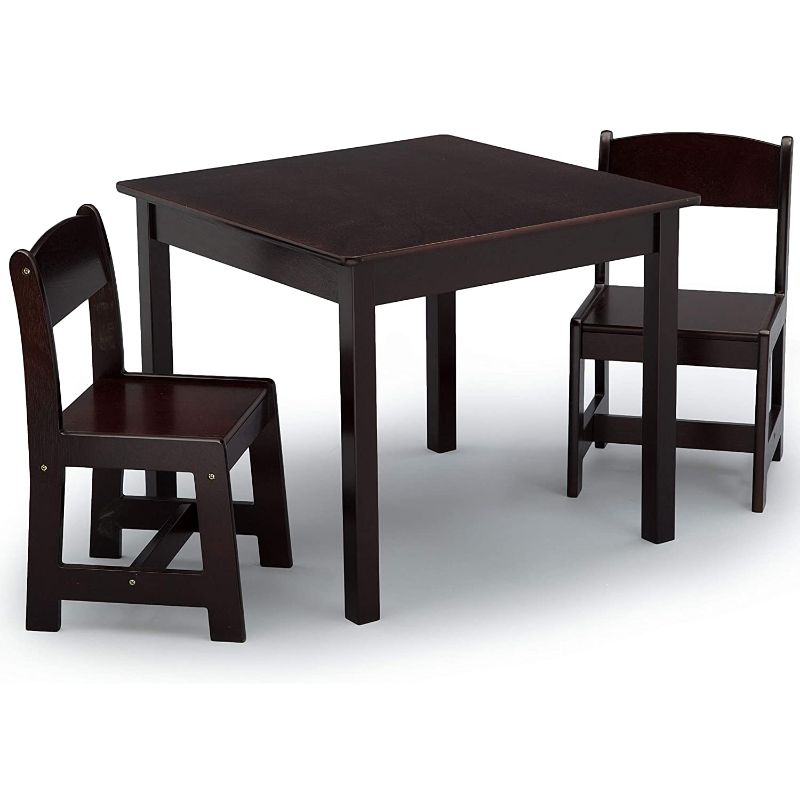 Photo 1 of Delta Children MySize Kids Wood Table and Chair Set (2 Chairs Included) - Ideal for Arts & Crafts, Snack Time, Homeschooling, Homework & More, Dark Chocolate
