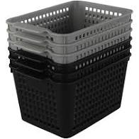 Photo 1 of CAND PLASTIC BASKET SET OF 6 BLACK/GREY