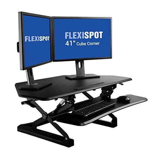 Photo 1 of FlexiSpot M4B Adjustable Standing Desk - 41" Cubicles Corner Desk Riser with Removable Keyboard Tray (Black)
