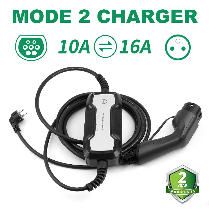 Photo 1 of Portable EV Charger Electric car Charging cable 20ft 10A/16A Type2 Schuko plug
