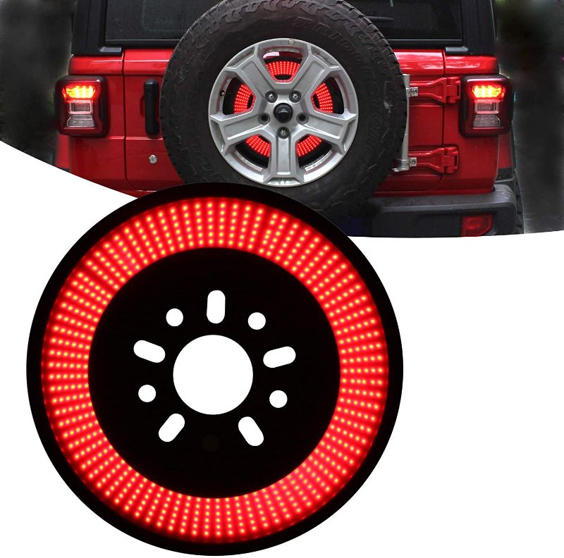 Photo 1 of DDUOO Spare Tire Brake Light 2021 NEWEST Design Red LED Wheel Light Third Brake Light Compatible with Jeep Wrangler 2007-2018 JK JKU 2018-2020 JL JLU
