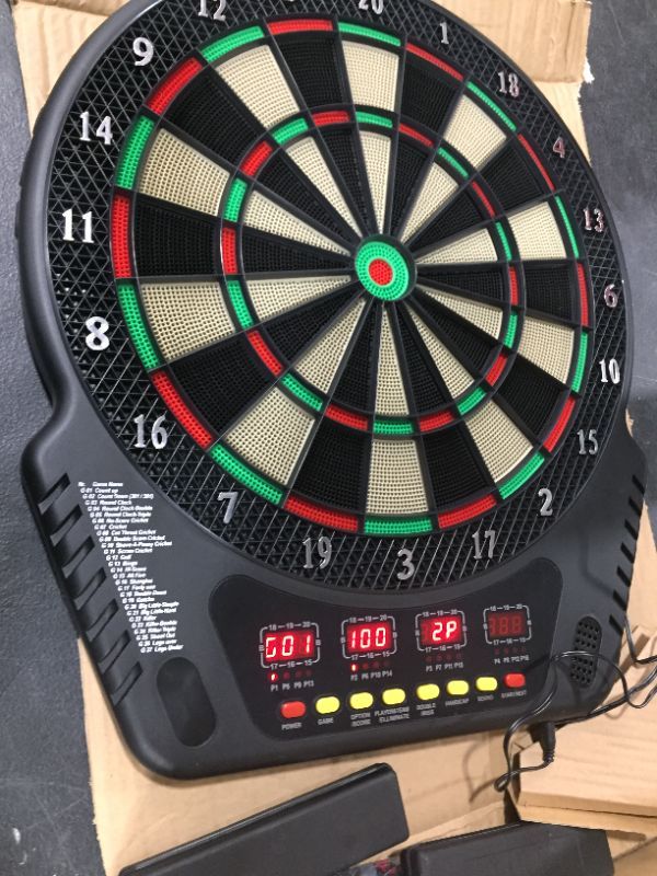 Photo 3 of Biange Electronic Dart Board, Digital Soft Tip Dart Boards, Dartboard Set 13.5” Target Area, 27 Games and 243 Variants with 12PCS 18g Darts, 4 LED Displays, 100 Tips, Flights, Support 16 Players