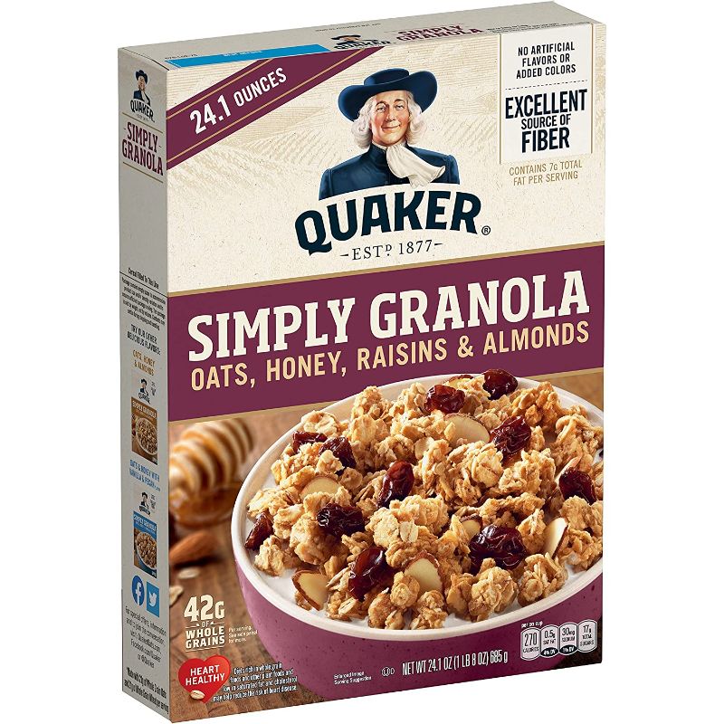 Photo 1 of Quaker Granola Oats, Honey, Almonds & Raisins, 100% Natural, 28 Oz
PACK OF TWO, EXP: 11-16-21 