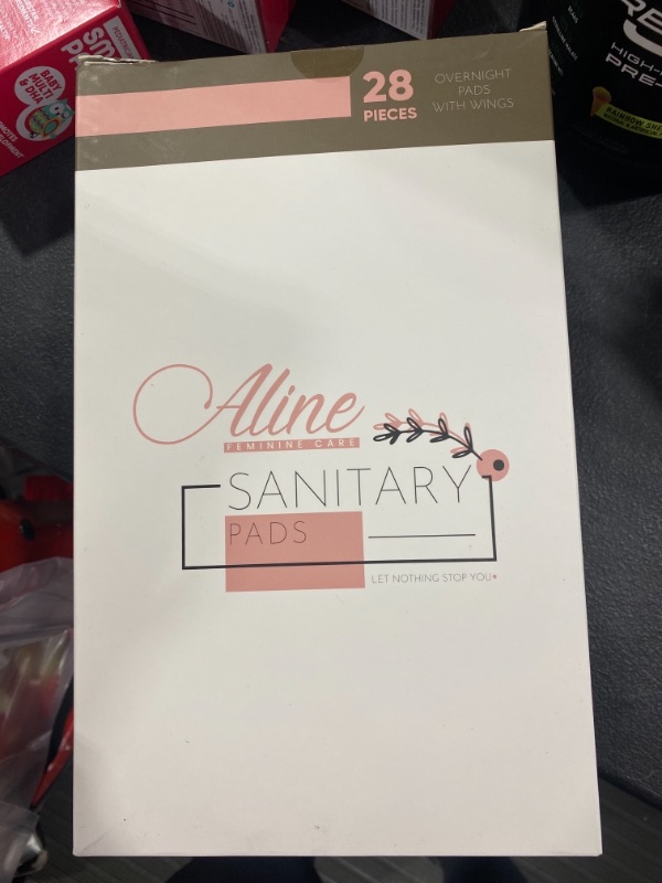 Photo 1 of Aline Feminine Care Sanitary Pads for Women, Overnight Protection, Unscented, Period Pads with Wings, Postpartum Incontinence , Super Absorbent, Long Length ( 28 Count)
