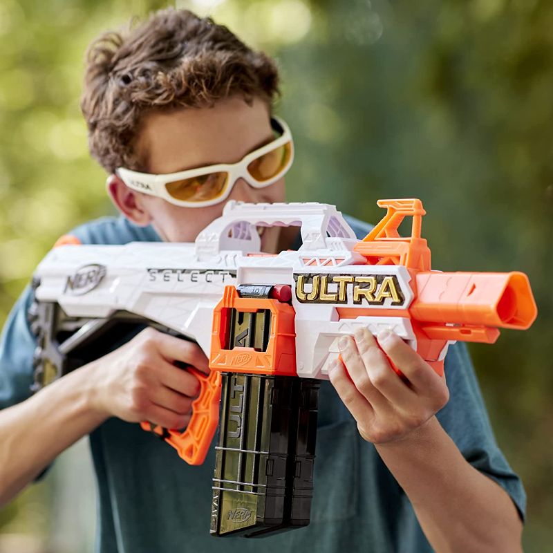 Photo 2 of NERF Ultra Select Fully Motorized Blaster, Fire for Distance or Accuracy, Includes Clips and Darts, Compatible Only Ultra Darts
