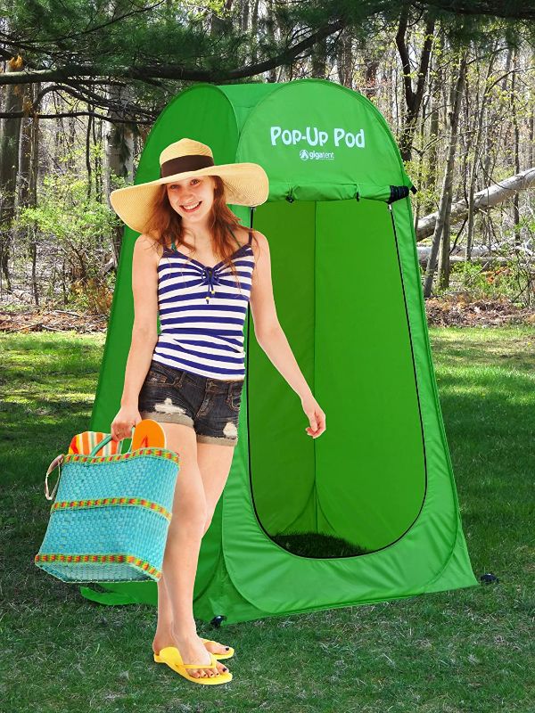 Photo 2 of GigaTent Pop Up Pod Changing Room Privacy Tent – Instant Portable Outdoor Shower Tent, Camp Toilet, Rain Shelter for Camping & Beach – Lightweight & Sturdy, Easy Set Up, Foldable - with Carry Bag
