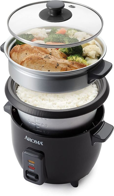 Photo 2 of Aroma Housewares ARC-363-1NGB 3 Uncooked/6 Cups Cooked Rice Cooker, Steamer, Multicooker, 2-6 cups, Silver
