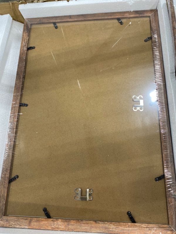 Photo 1 of 12"x18" wooden brown picture frame, Pack of two