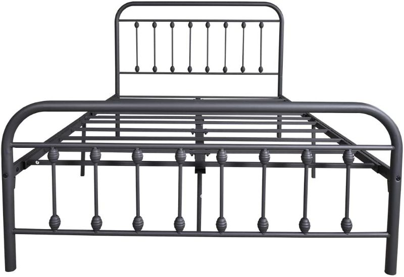 Photo 1 of Black Metal Bed Frame Queen Size with Headboard Support,Textured Black
