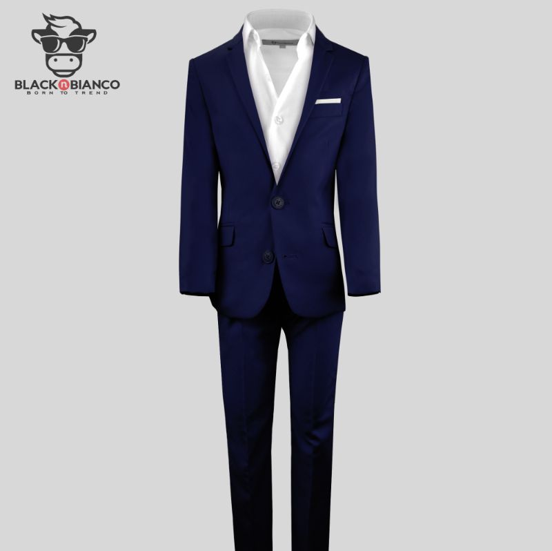 Photo 1 of Black n Bianco Boys' First Class Slim Fit Three Piece Suit in Navy Size 18