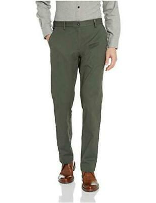 Photo 1 of Essentials Men's Straight-Fit Wrinkle-Resistant, Olive, Size 32W x 32L 
