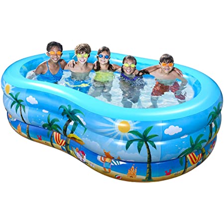 Photo 1 of 
iBaseToy Inflatable Swimming Pool, 95” x 59” x 23” Giant Family Inflatable Pool, Inflatable Kiddie Pool, Family Lounge Pool for Kids, Adults, Babies, Toddlers, Outdoor, Garden, Backyard, for Ages 3+