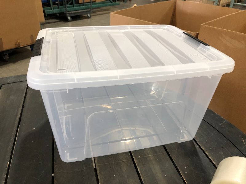 Photo 1 of IRIS Plastic Storage Container With Handles/Latch Lid, 20" x 14 1/2" x 14", Clear Item
