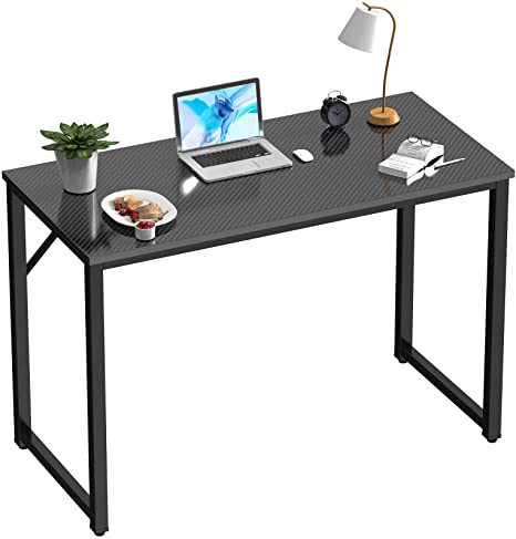 Photo 1 of BOSSIN Office Small Desk 39''Computer PC Table Study Writing Table for Home Office, Modern Simple Style PC Desk, Black Metal Frame Small Place (Black)