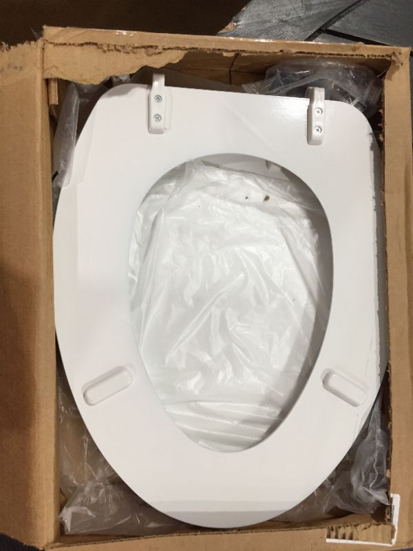 Photo 3 of Mayfair Elongated White Molded Wood Toilet Seat