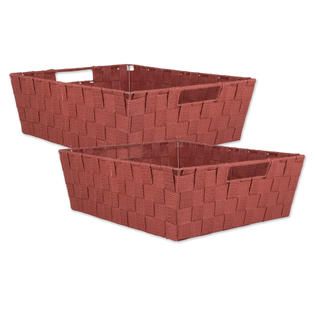 Photo 1 of DII Nylon Bin Basketweave Taupe Trapezoid (Set of 2)