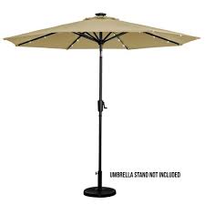 Photo 1 of 9 ft. Round Solar Lighted Market Patio Umbrella in Taupe 
(missing the base)