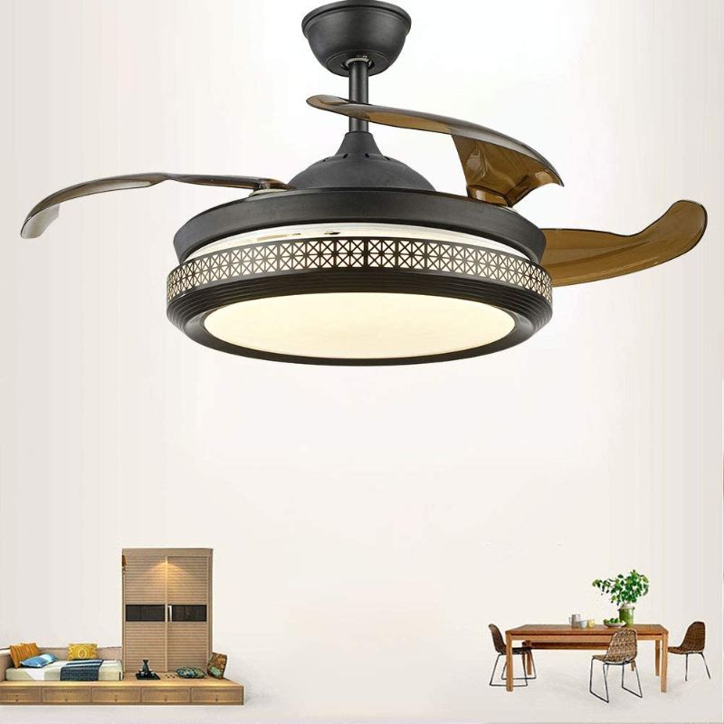 Photo 1 of  Invisible Ceiling Fan Light LED Chandelier Fan Lamp with Remote Control Color Changing Retractable Ceiling Fan for Bedroon Living Room