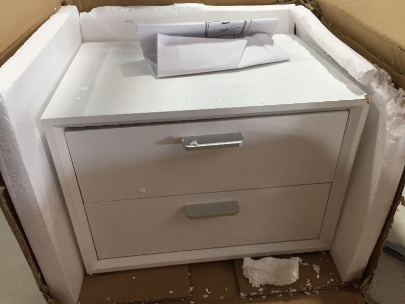 Photo 2 of  Mid-Century 2-Drawer Accent Table - White