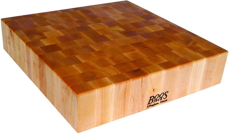 Photo 1 of John Boos Block CCB183-S Classic Reversible Maple Wood End Grain Chopping Block, 18 Inches x 18 Inches x by 3 Inches