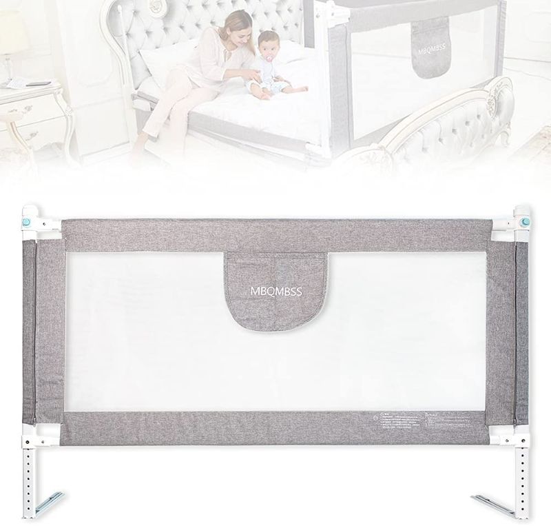 Photo 1 of Bed Rail for Baby 58" L, Infant Safety Bed Guardrail, Baby Protector Rail with Breathable Fabric for Beds Above 60" in Length (60-1 Side)
